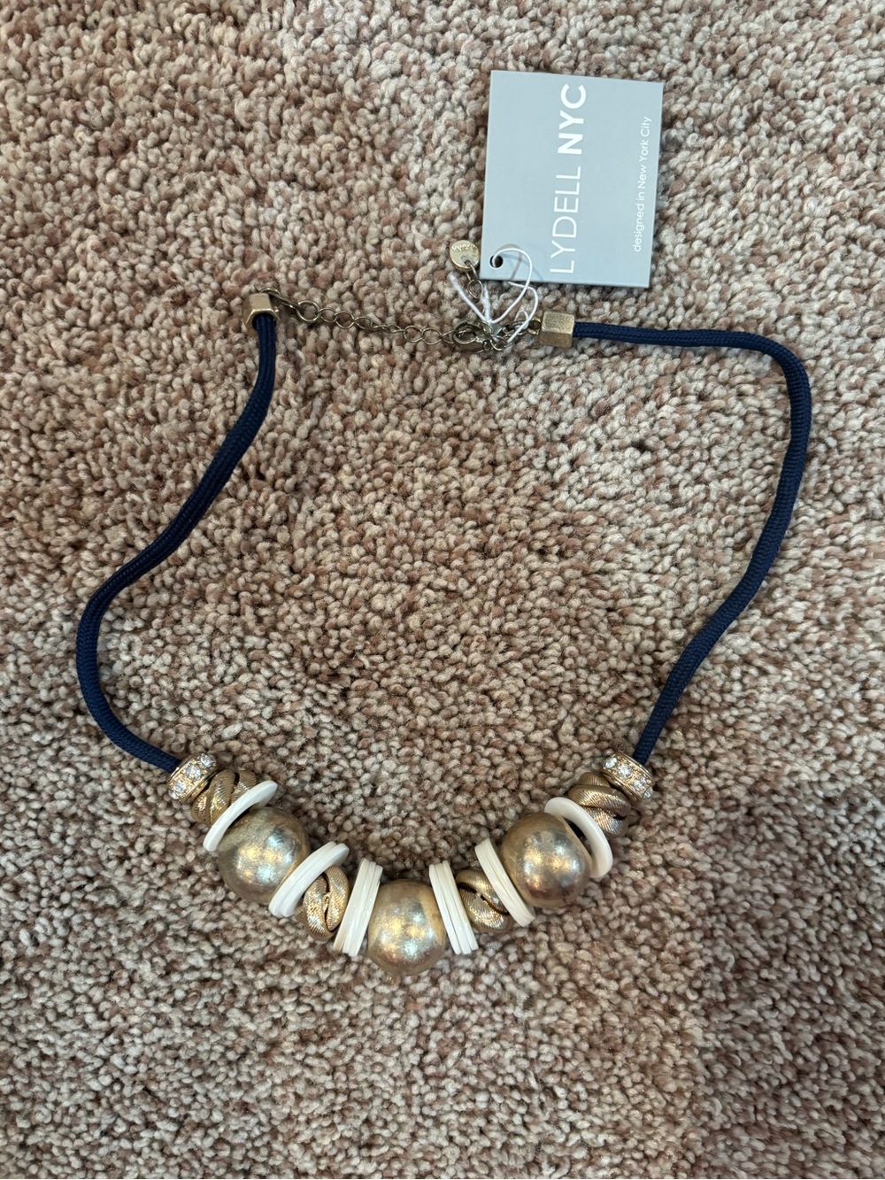 LYDELL NYC Navy and Gold Beaded Necklace